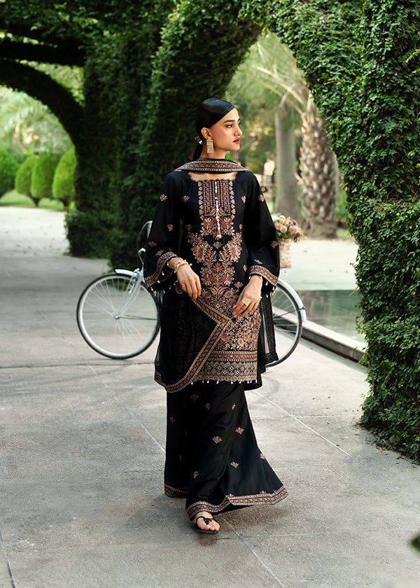 Trendy Black Lawn Party Wear Suit Online in Dubai UAE Abudhabi Ajman Sharjah