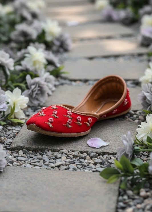 Trendy Cherry Red Cotton Ethnic Footwear Online in UK USA Canada