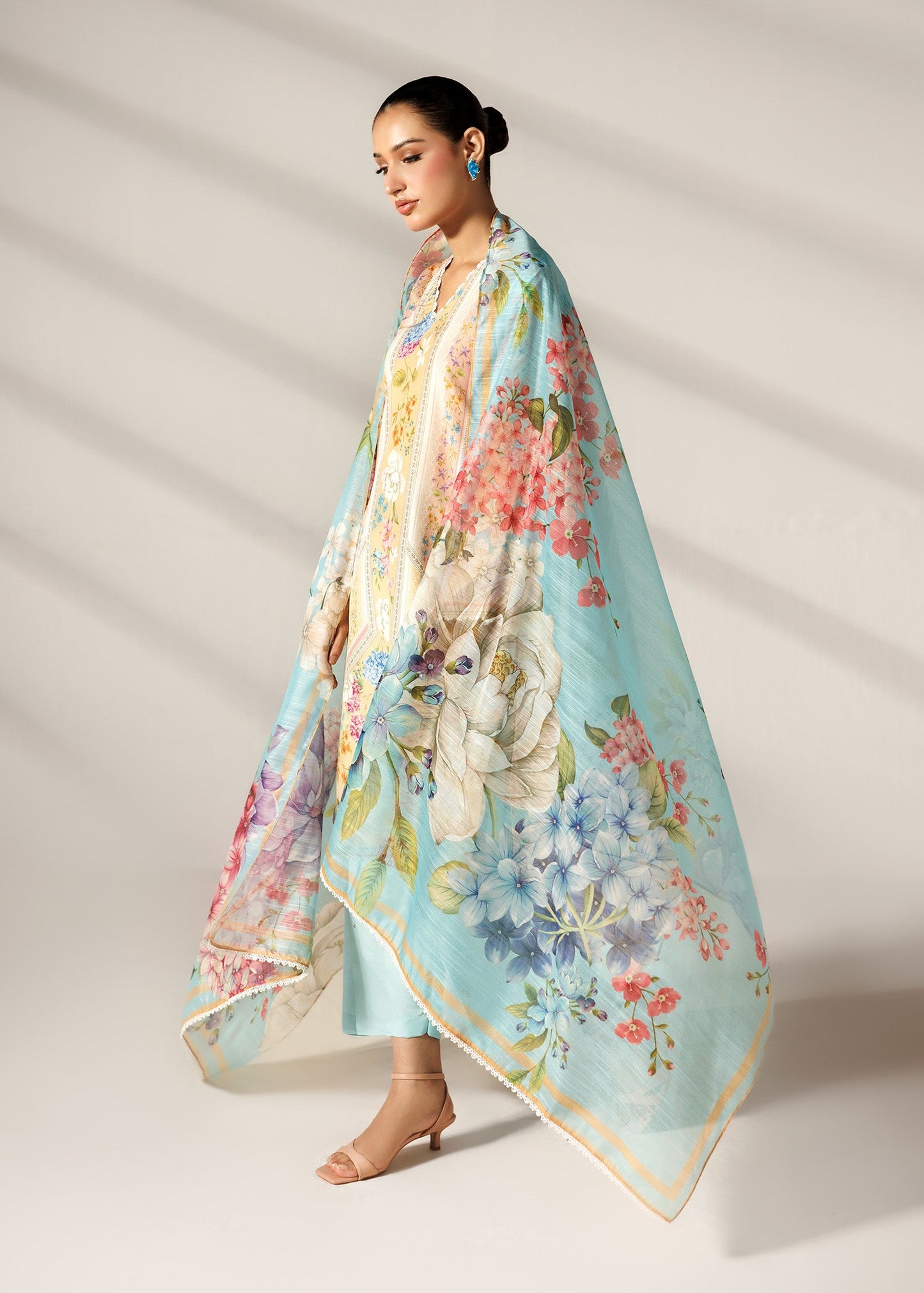 Trendy Printed Lawn Kurta and Culottes Set Online in UK USA Canada