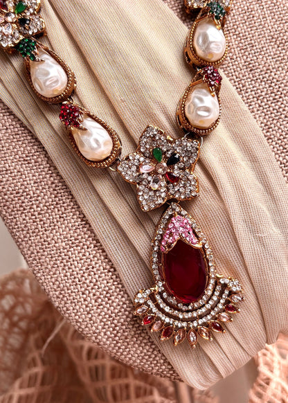 Turkish Inspired Multicolor Bridal Jewellery Set Online in KSA Riyadh Saudi Arabia Oman Bahrain Qatar