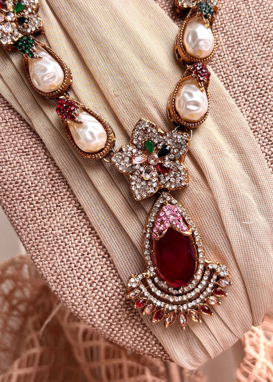 Turkish Inspired Multicolor Bridal Jewellery Set Online in KSA Riyadh Saudi Arabia Oman Bahrain Qatar