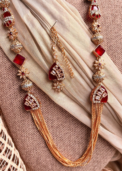Turkish Malaa Earrings and Necklace Set Maroon Online in UK USA Canada