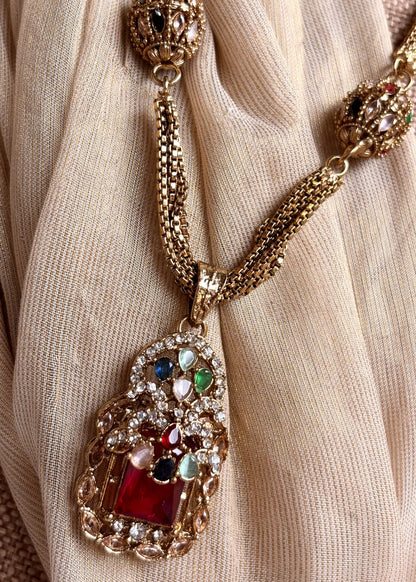 Turkish Necklace Set with Multicolored Stones Online in KSA Riyadh Saudi Arabia Oman Bahrain Qatar