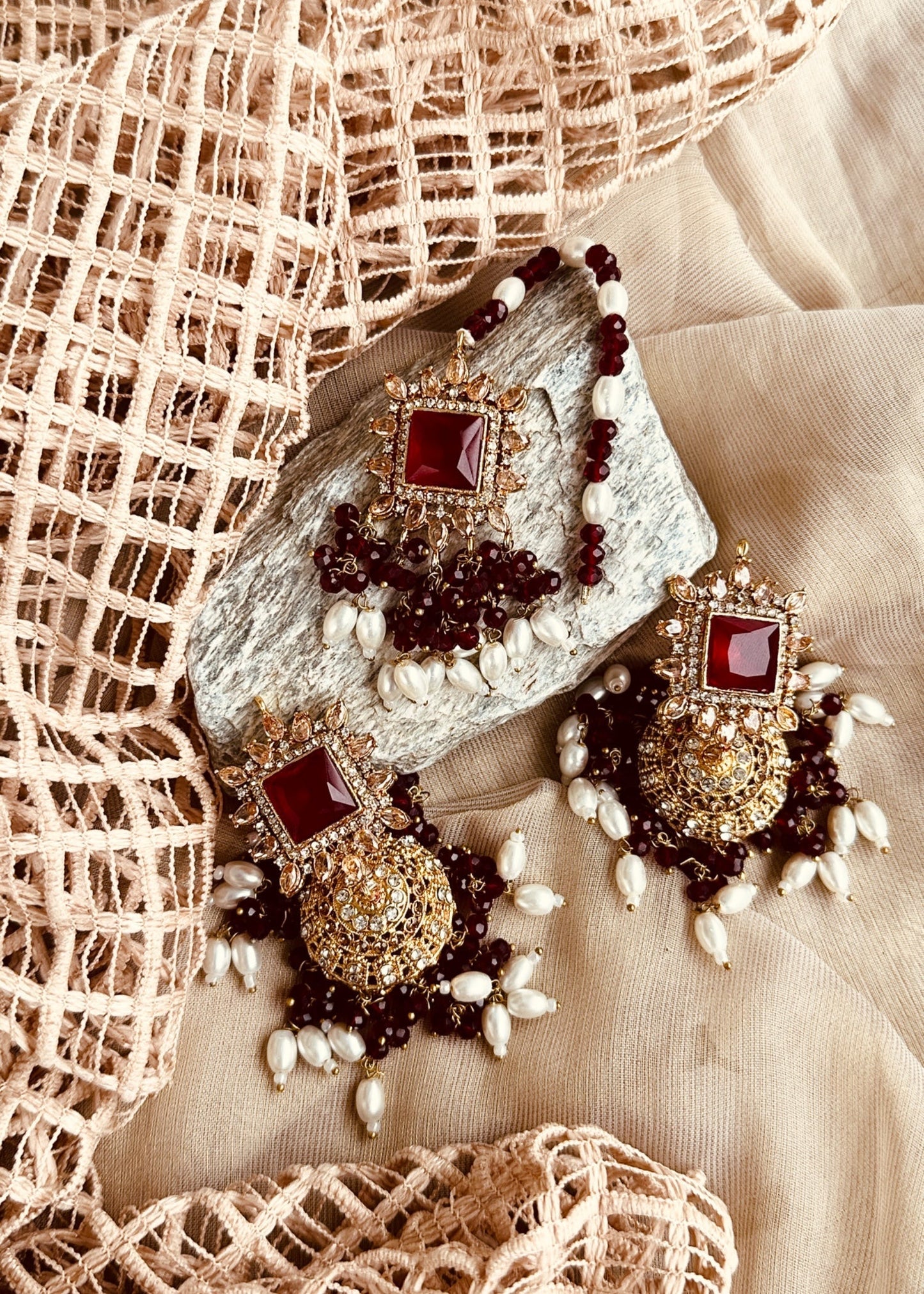 Twilight Bloom Maroon Choker Set Online in UK USA Canada