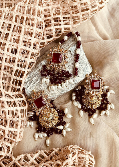 Twilight Bloom Maroon Choker Set Online in UK USA Canada