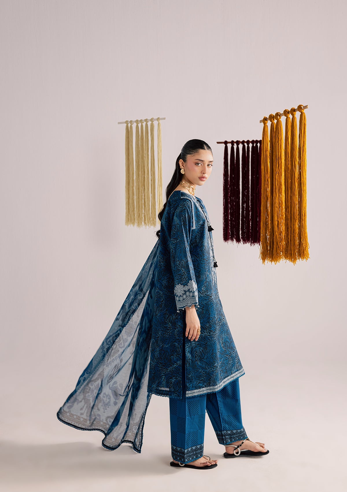 Twilight Blue Embroidered Lawn 3 Piece Suit Online in Dubai DXB UAE Abudhabi Meena Bazaar