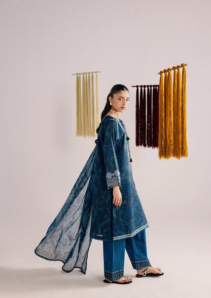Twilight Blue Embroidered Lawn 3 Piece Suit Online in Dubai DXB UAE Abudhabi Meena Bazaar