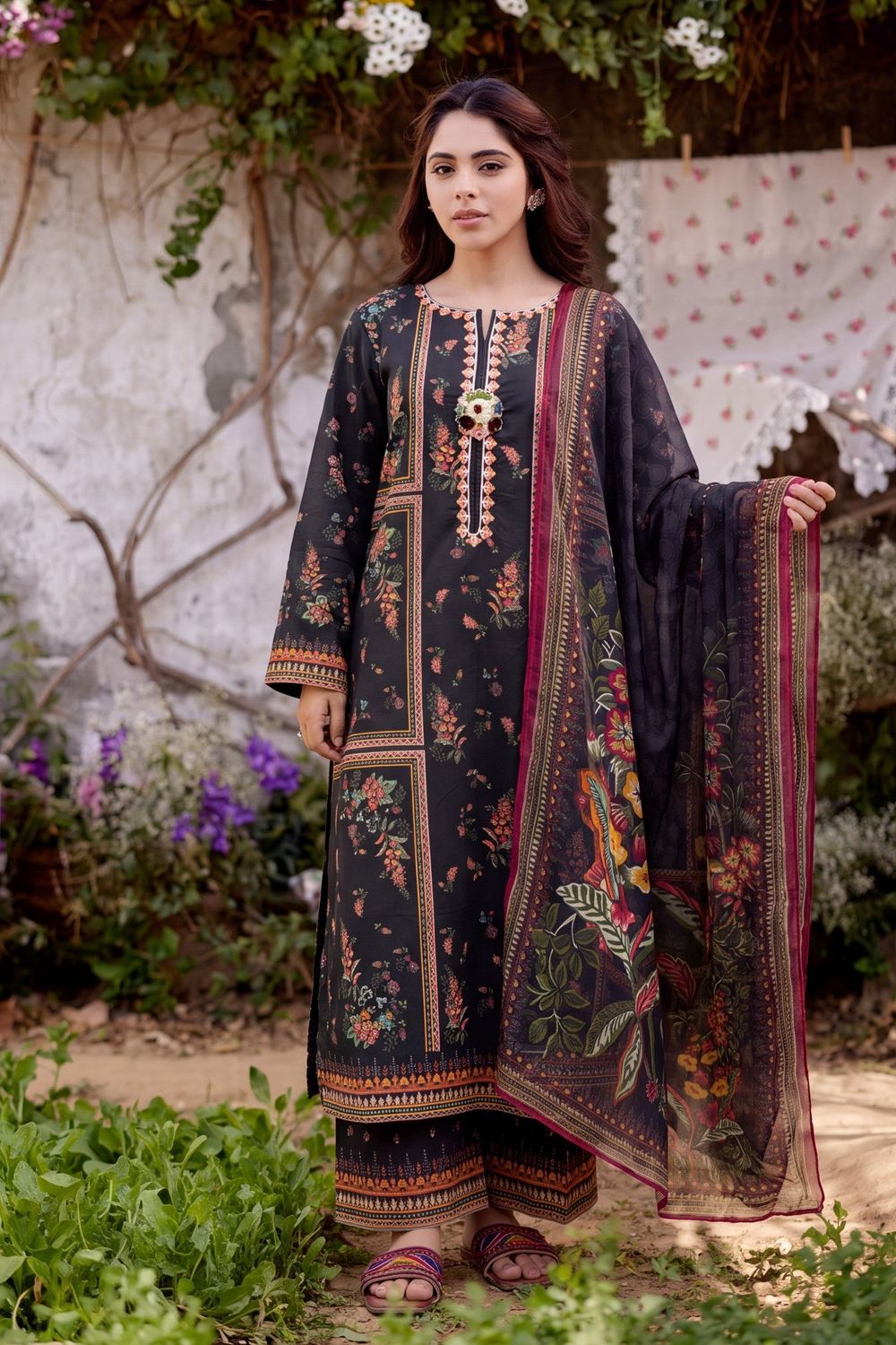 Twilight Blue Embroidered Lawn Suit Online in Dubai UAE Abudhabi Ajman Sharjah
