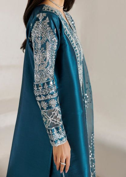 Twilight Blue Embroidered Raw Silk Latest Pakistani Suits Online in Dubai UAE Abudhabi Ajman Sharjah