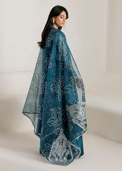 Twilight Blue Embroidered Raw Silk Pakistani Designer Suits Online in Sri Lanka India Australia