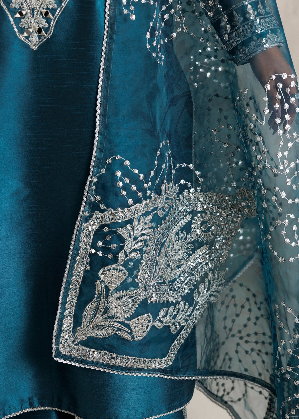 Twilight Blue Raw Silk Embroidered Ladies Salwar Kameez Online in Dubai DXB UAE Abudhabi Meena Bazaar