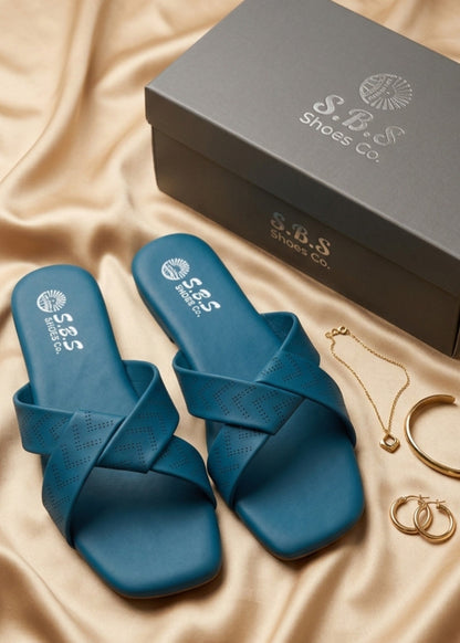 Twilight Blue Rexine Everyday Flats Online in UK USA Canada