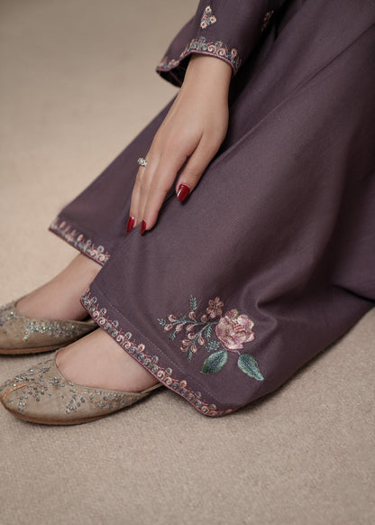 Umber Brown Embroidered Slub Khaddar Kurta Trouser Online in Sri Lanka India Australia