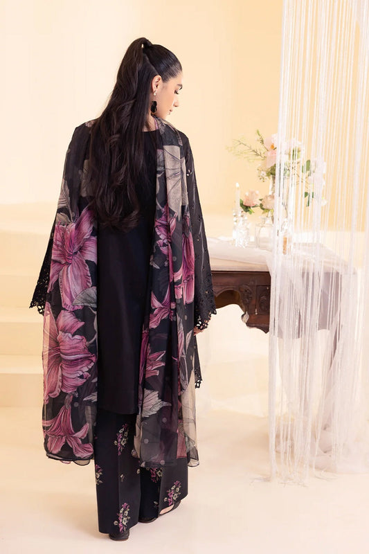 Unstitched Black Embroidered Lawn Dress Material Online in Sri Lanka India Australia