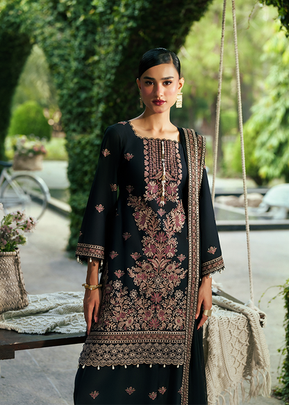 Unstitched Black Lawn Suit Material Online in Sri Lanka India Australia