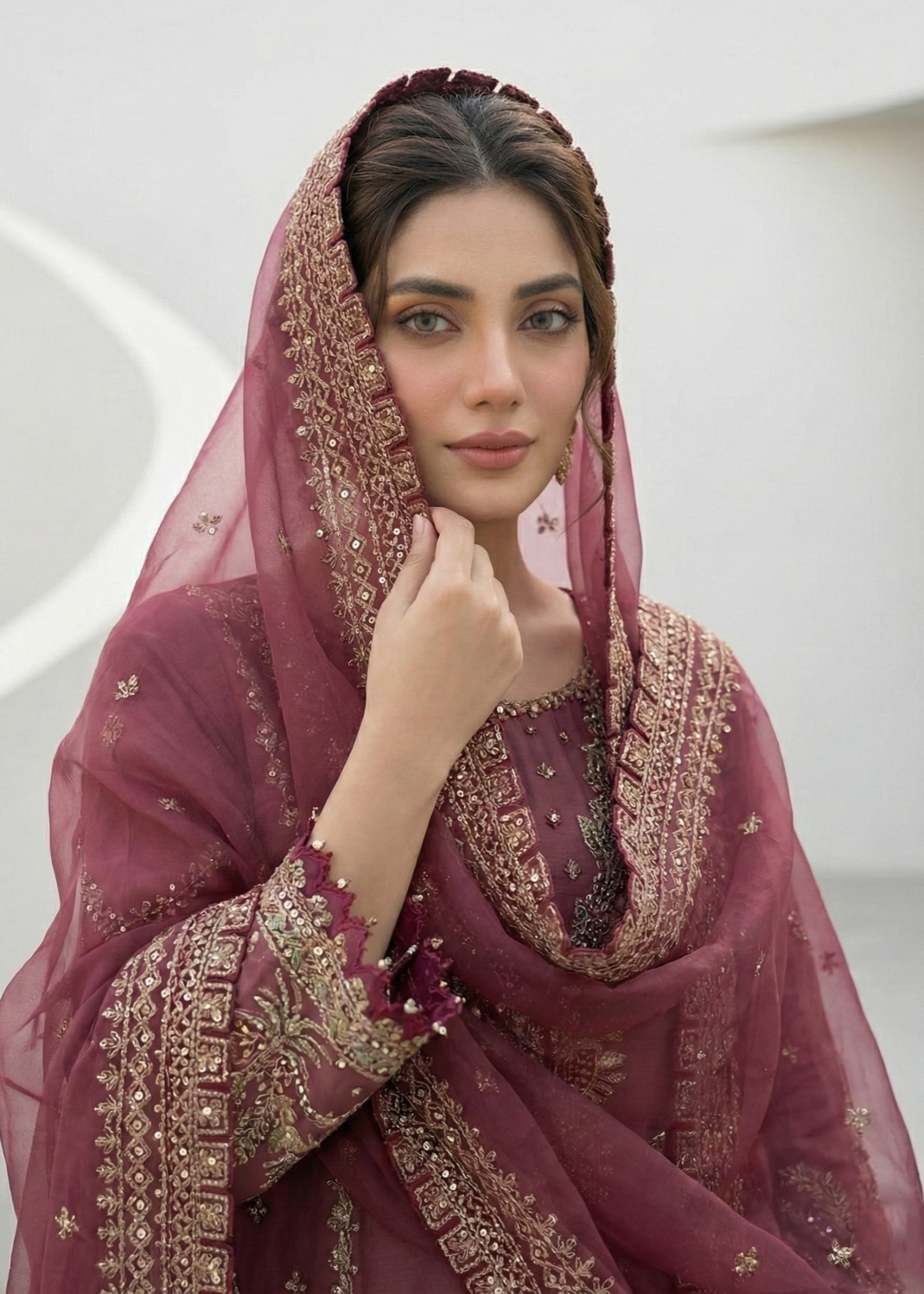 Unstitched Embroidered Organza Dress Material Online in KSA Riyadh Saudi Arabia Oman Bahrain Qatar