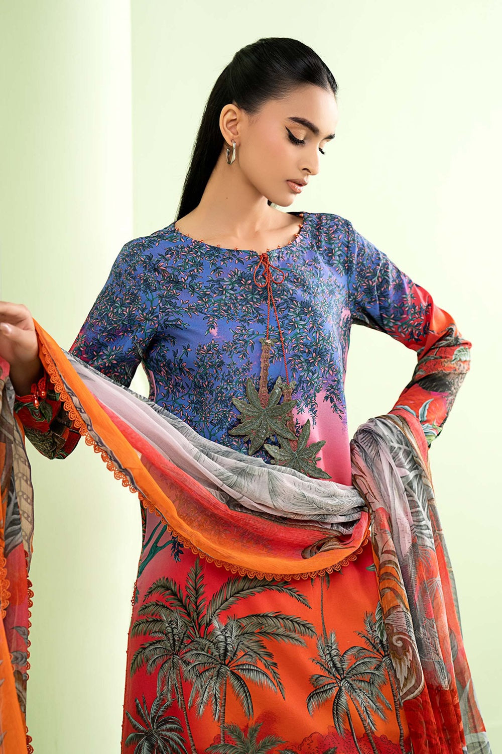 Unstitched Floral Lawn Dress Material Online in Sri Lanka India Australia