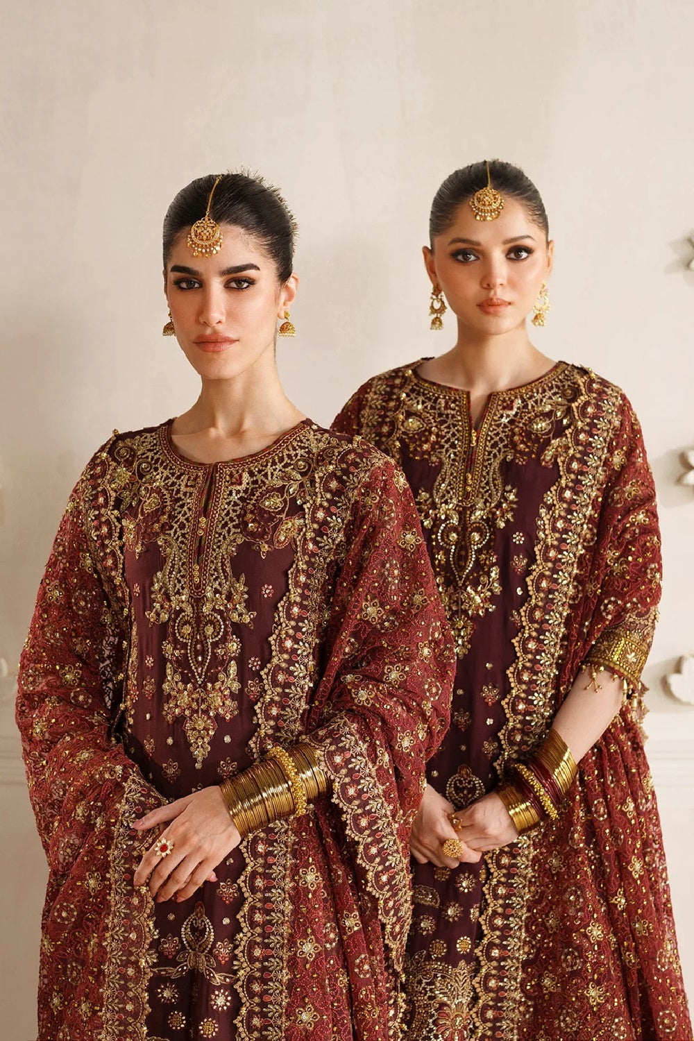 Unstitched Maroon Hand Embroidered Chiffon Wedding Dress Material Online in Sri Lanka India Australia