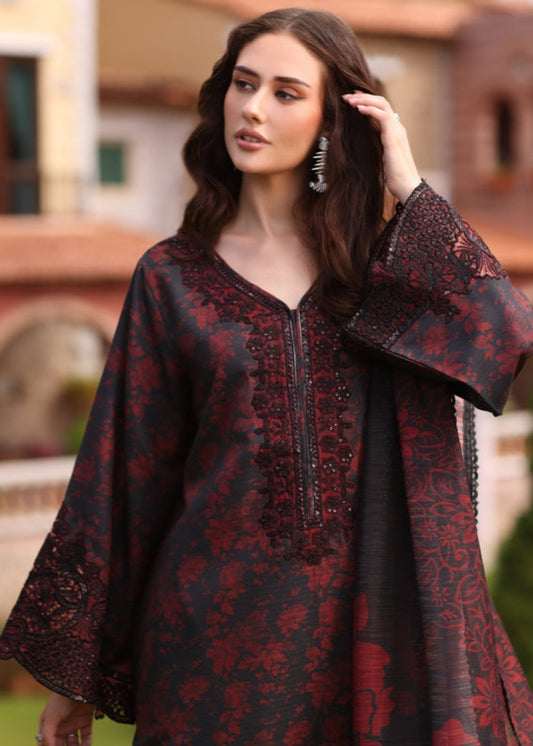 Unstitched Maroon Khaddar Dress Material Online in Sri Lanka India Australia