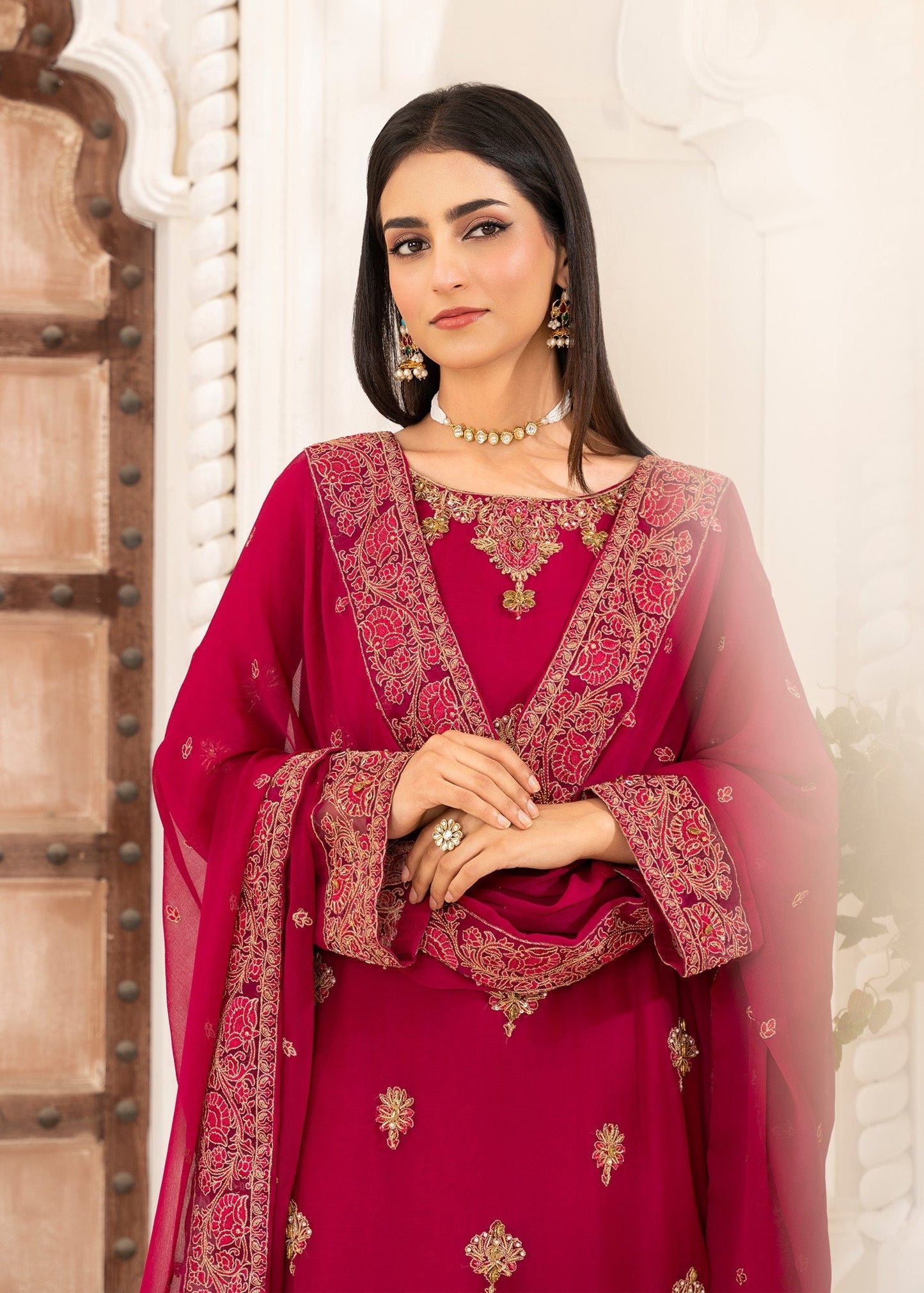 Unstitched Pink Chiffon Suit Material Online in Sri Lanka India Australia