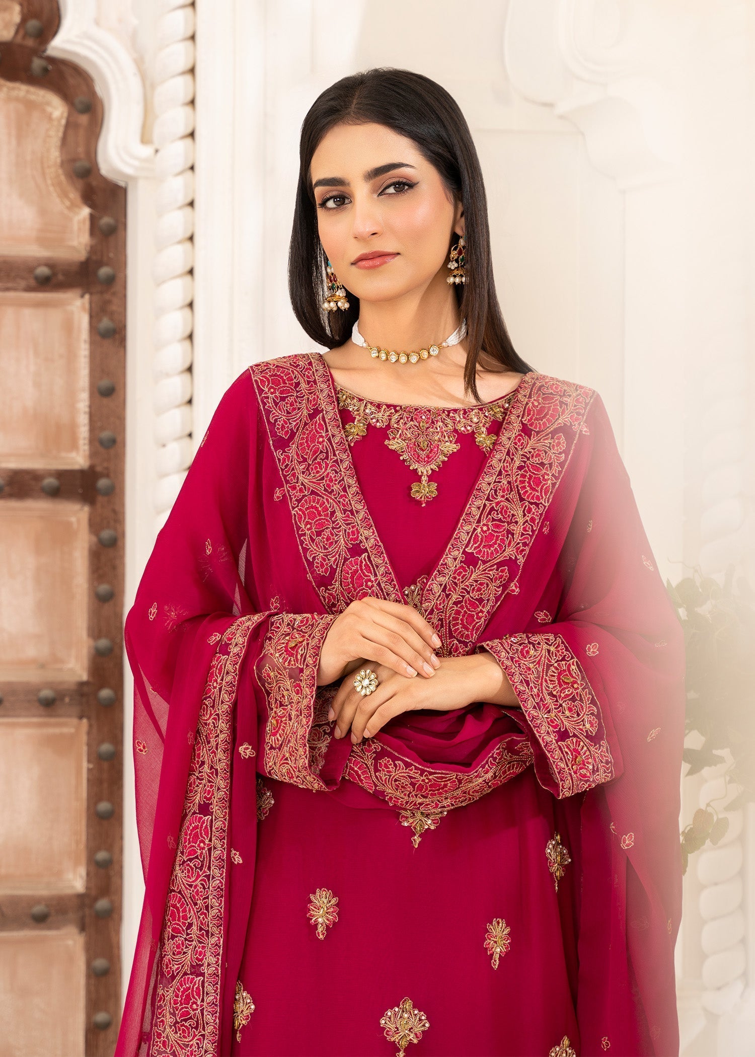 Unstitched Pink Chiffon Suit Material Online in Sri Lanka India Australia