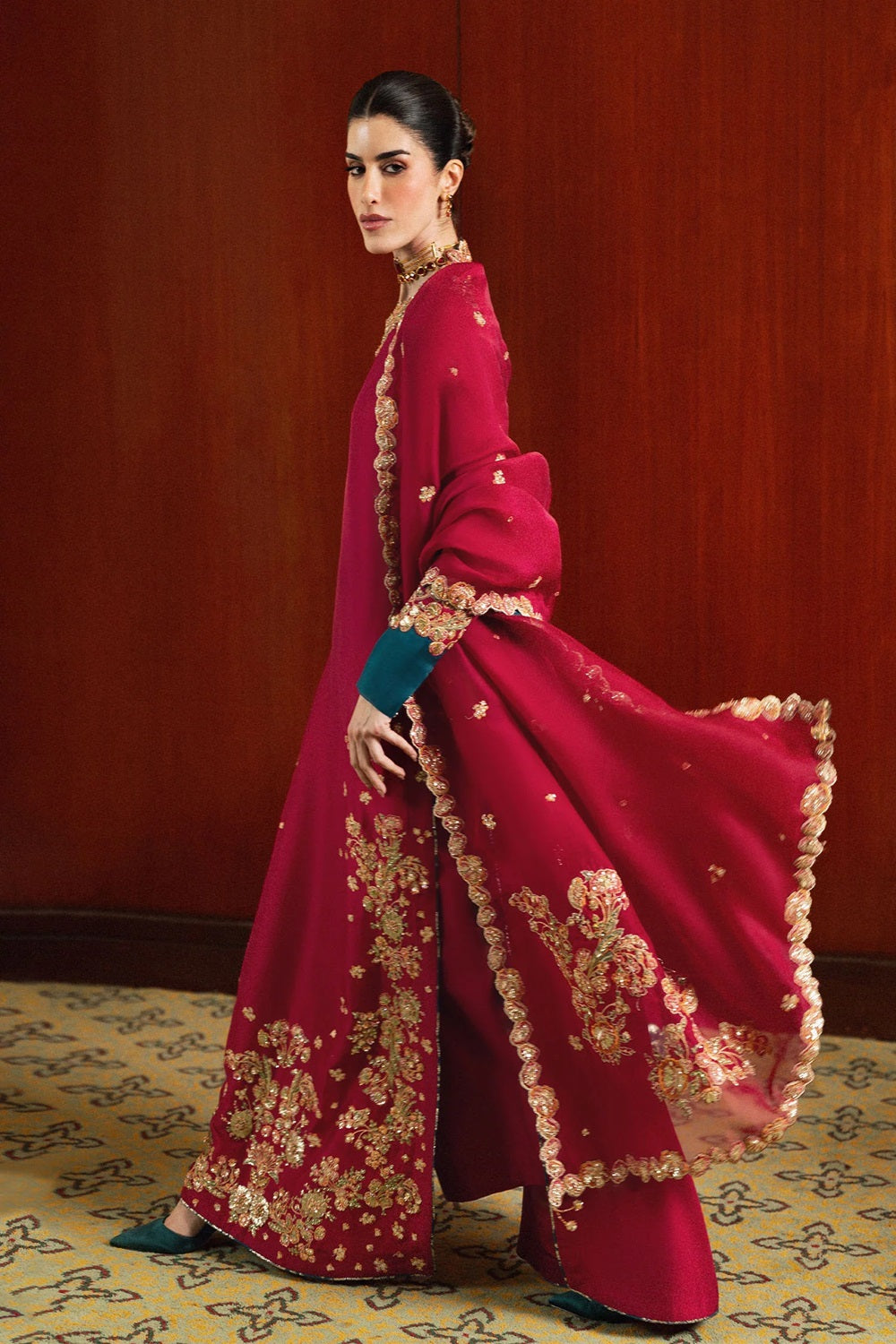 Unstitched Pink Embroidered Silk Dress Material Online in Sri Lanka India Australia