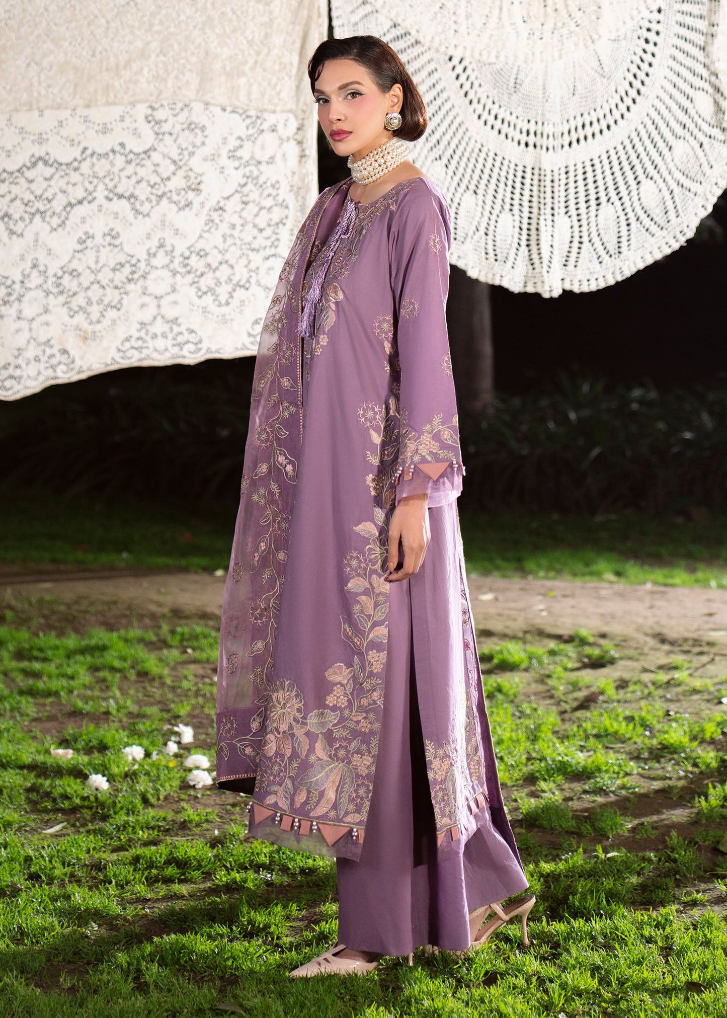 Unstitched Purple Ash Lawn Dress Material Online in Sri Lanka India Australia