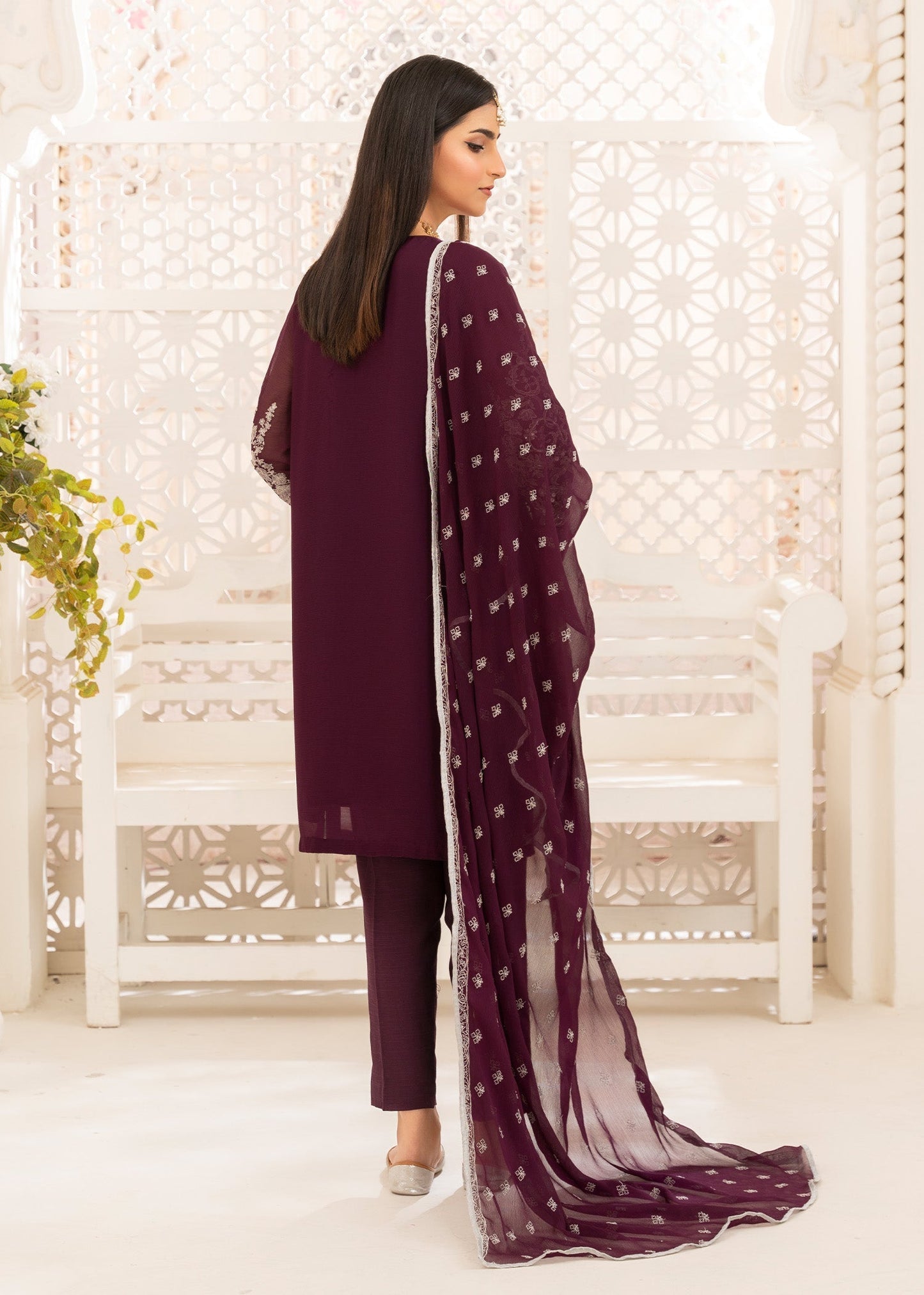 Unstitched Purple Chiffon Suit Online in Sri Lanka India Australia