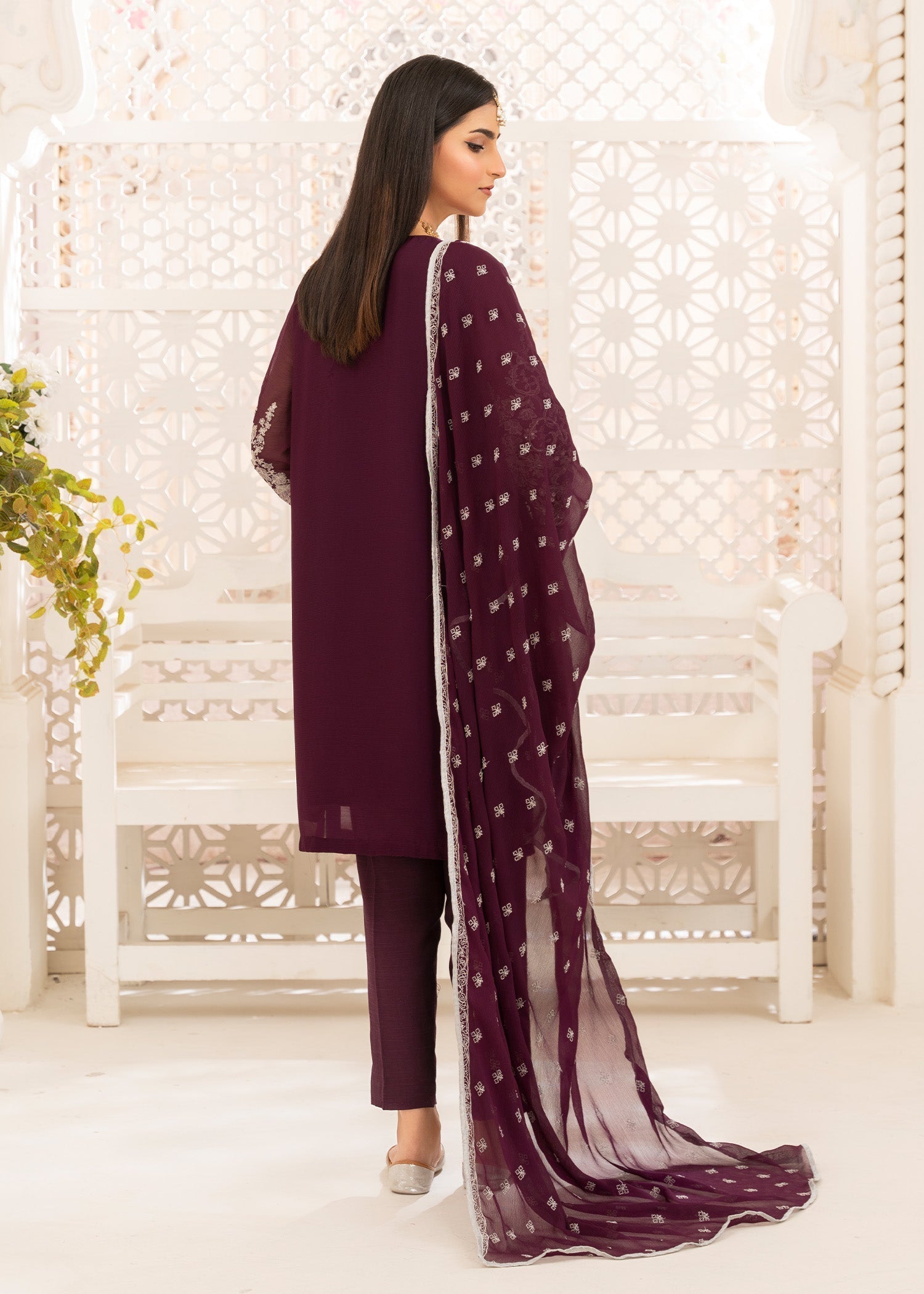 Unstitched Purple Chiffon Suit Online in Sri Lanka India Australia