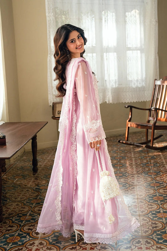 Unstitched Purplish Pink Embroidered Lawn Suit Online in Sri Lanka India Australia