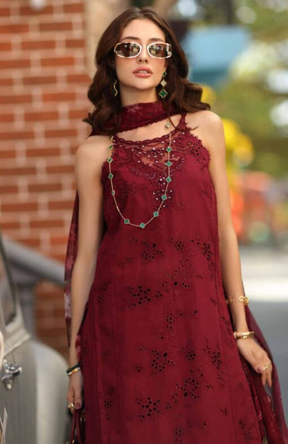 Unstitched Red Lawn Dress Material Online in Sri Lanka India Australia