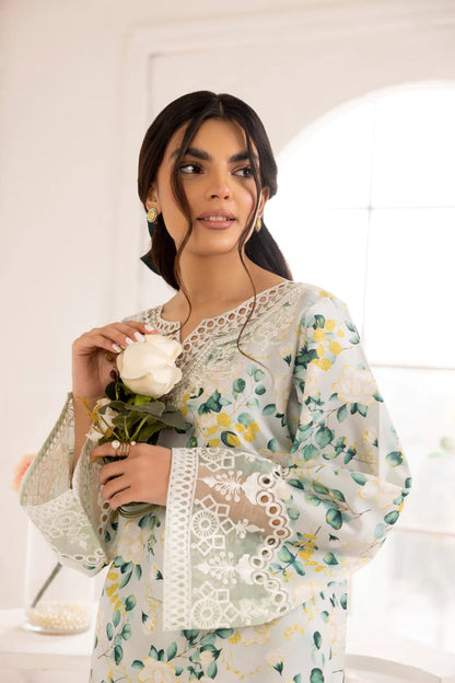 Floral Chikankari Lawn Suit with Chiffon Dupatta