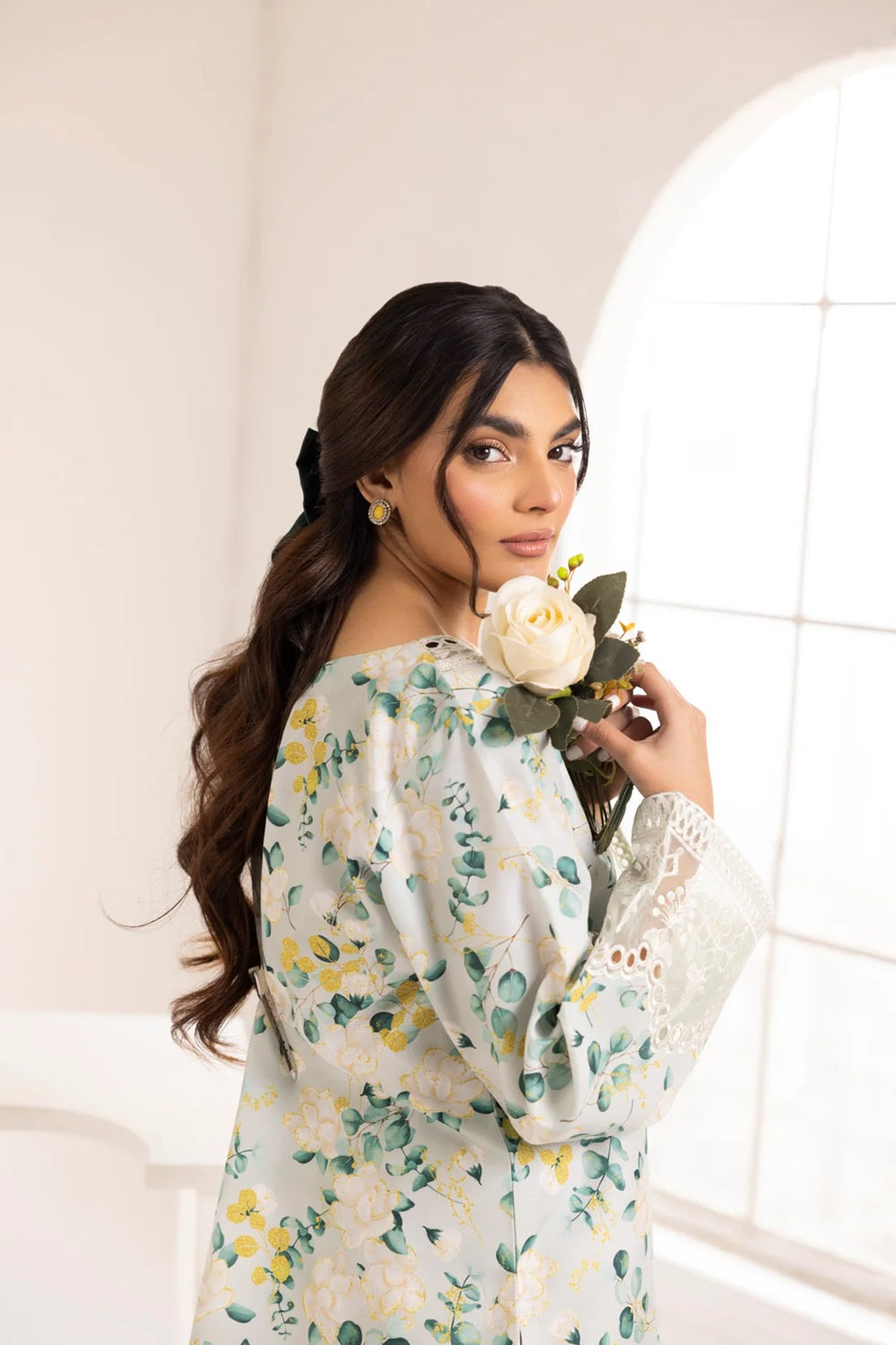 Floral Chikankari Lawn Suit with Chiffon Dupatta