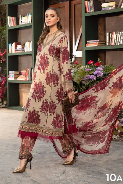 Embroidered Lawn Suit with Chiffon Dupatta