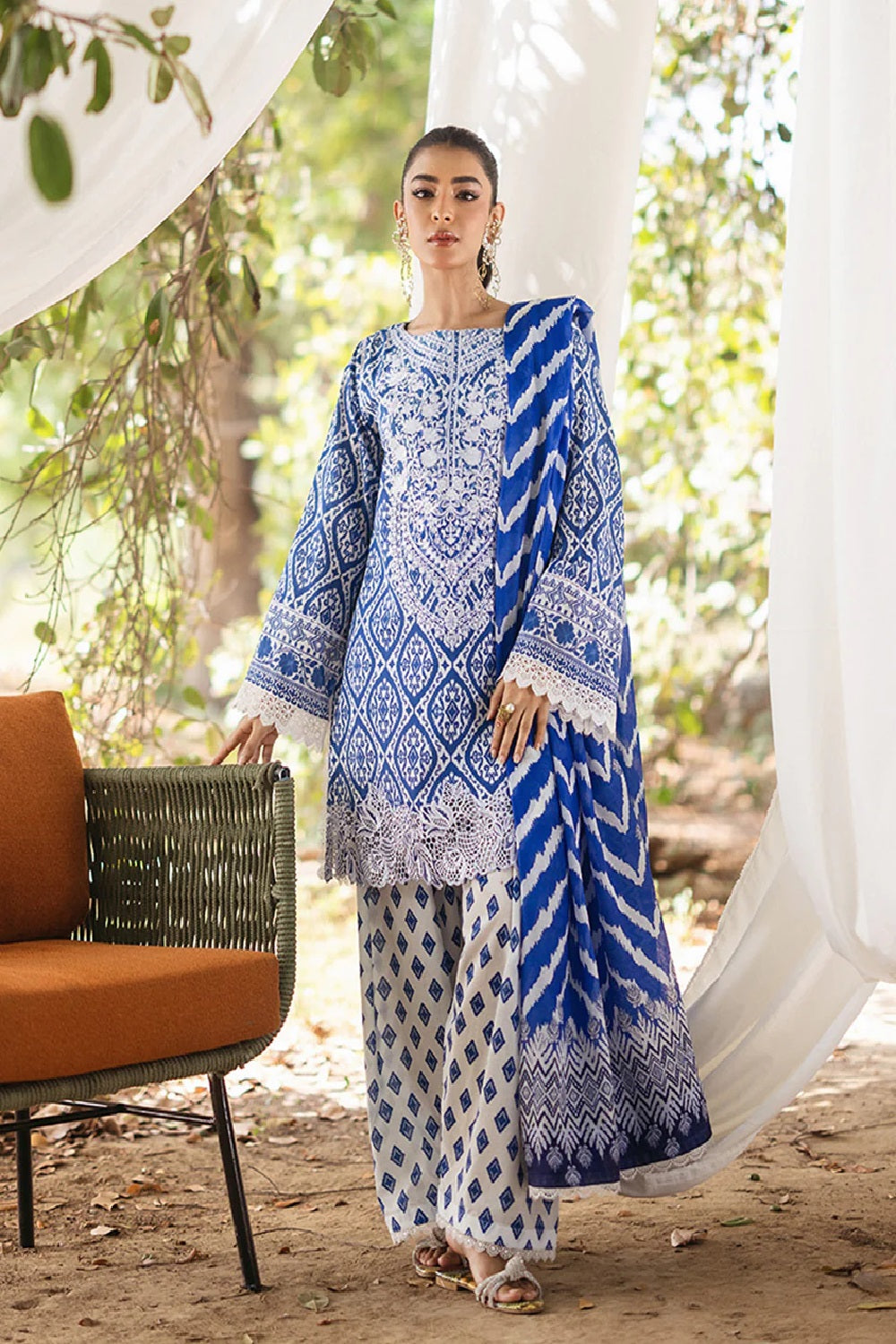 Pure Lawn Suit with Chiffon Dupatta