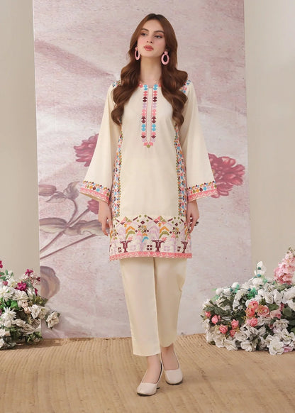 Vanilla Embroidered Lawn Cotton Party Wear Kurta Set Online in Dubai UAE Abudhabi Ajman Sharjah