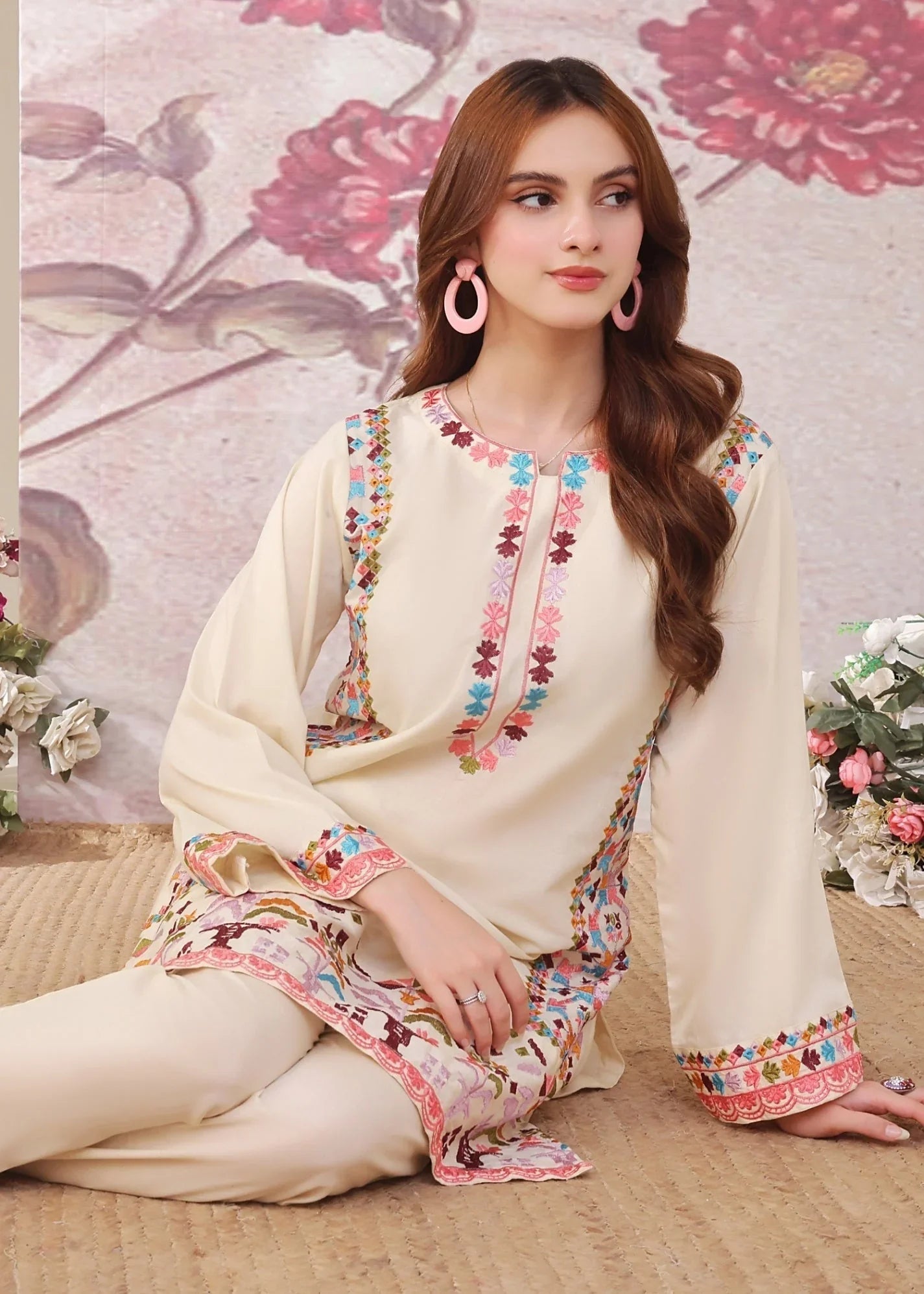 Vanilla Lawn Embroidered Festive Wear Kurta Set Online in Sri Lanka India Australia