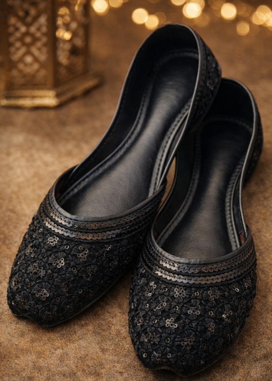 Velvet Black Khussa for Women Online in Sri Lanka India Australia