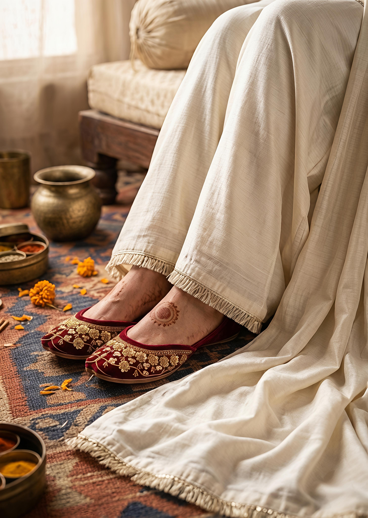 Velvet Khussa with Leather Sole Online in UK USA Canada