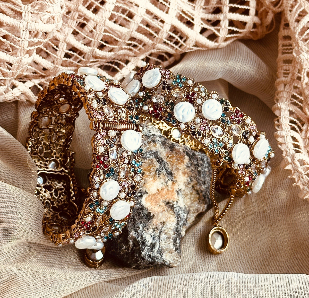 Vibrant Pearl Bangles Set Gold Plated Online in UK USA Canada