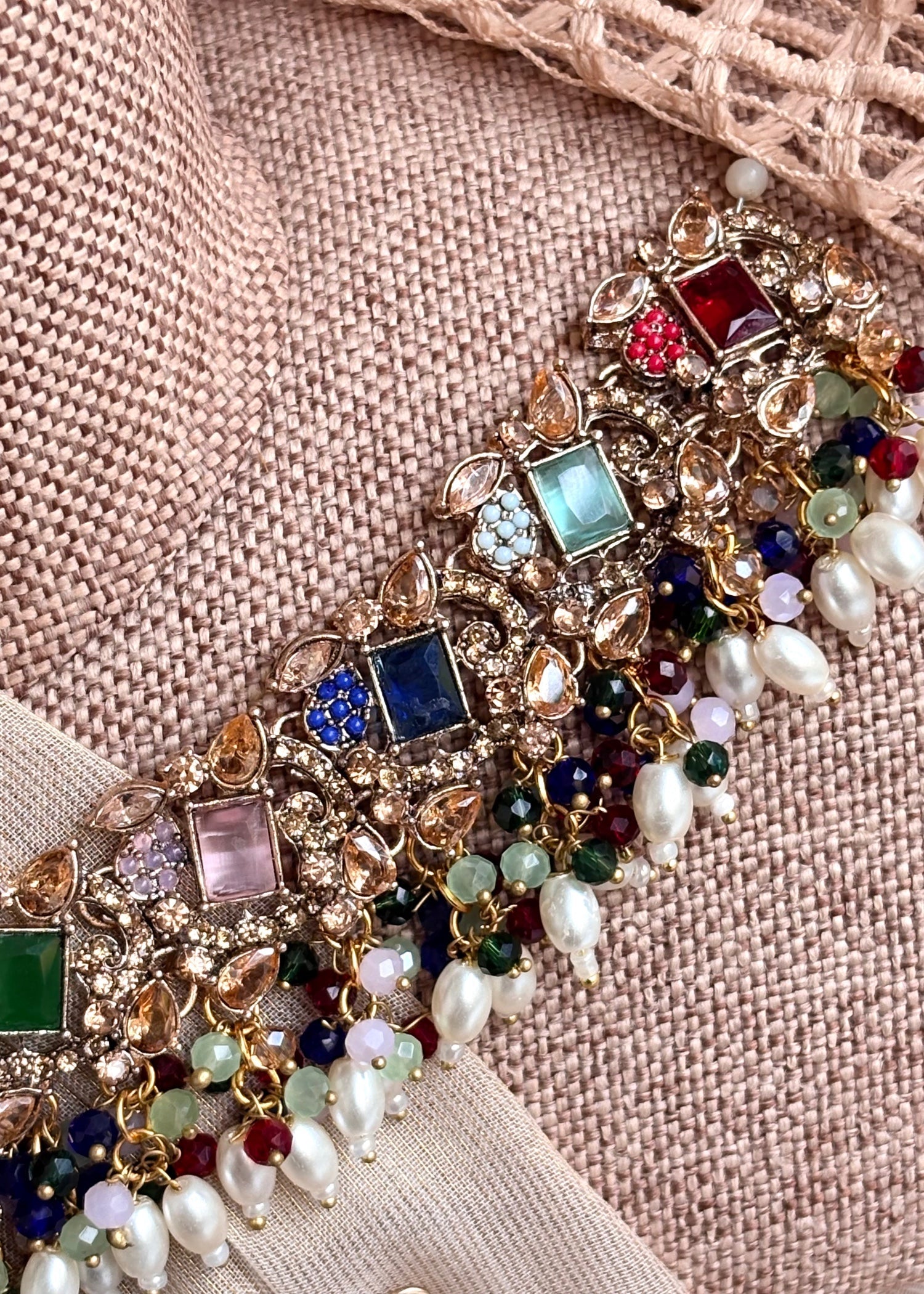 Vibrant Stone Necklace and Earrings Set Online in UK USA Canada