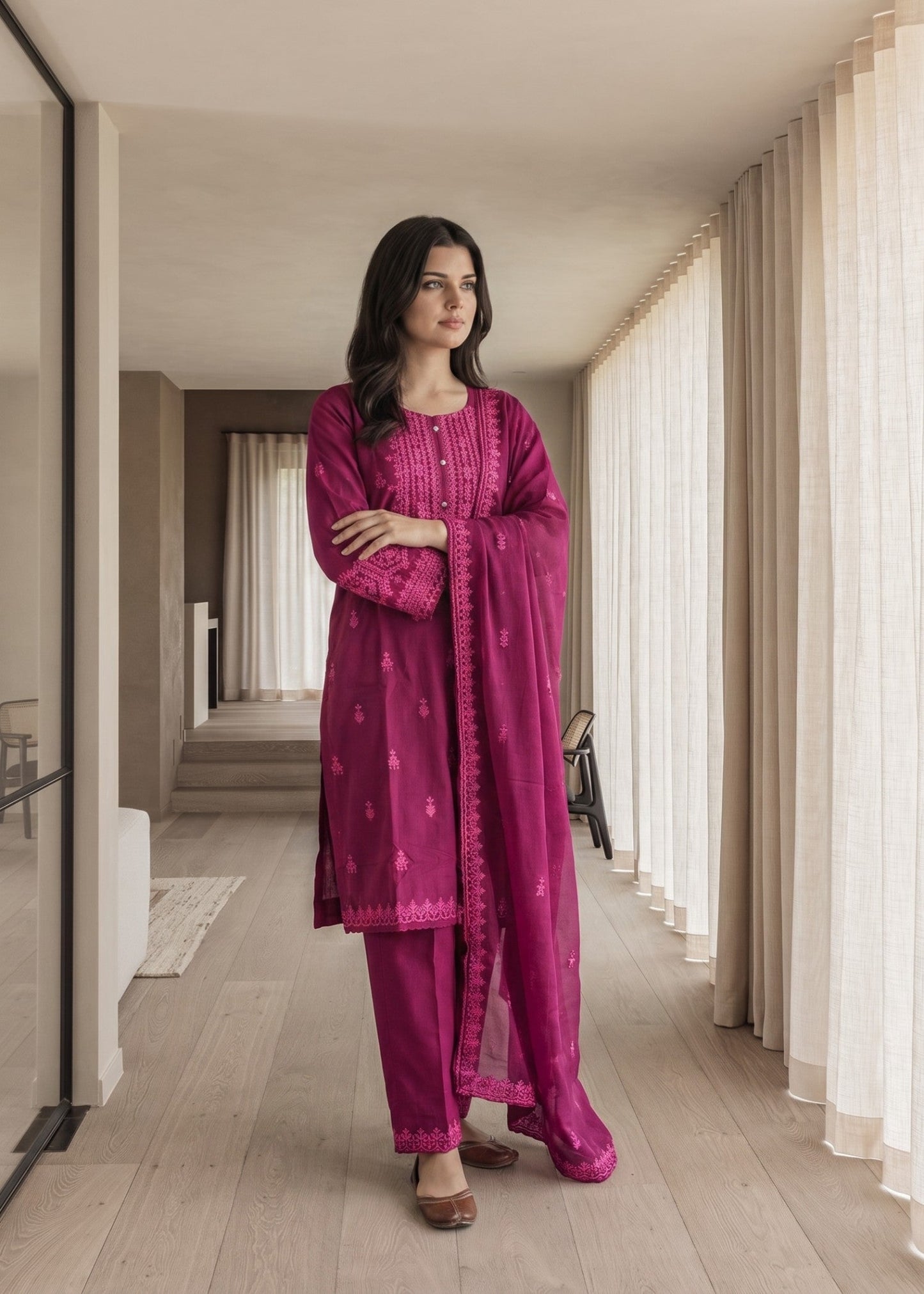Violet Red Readymade Kurta Set Online in Dubai DXB UAE Abudhabi Meena Bazaar