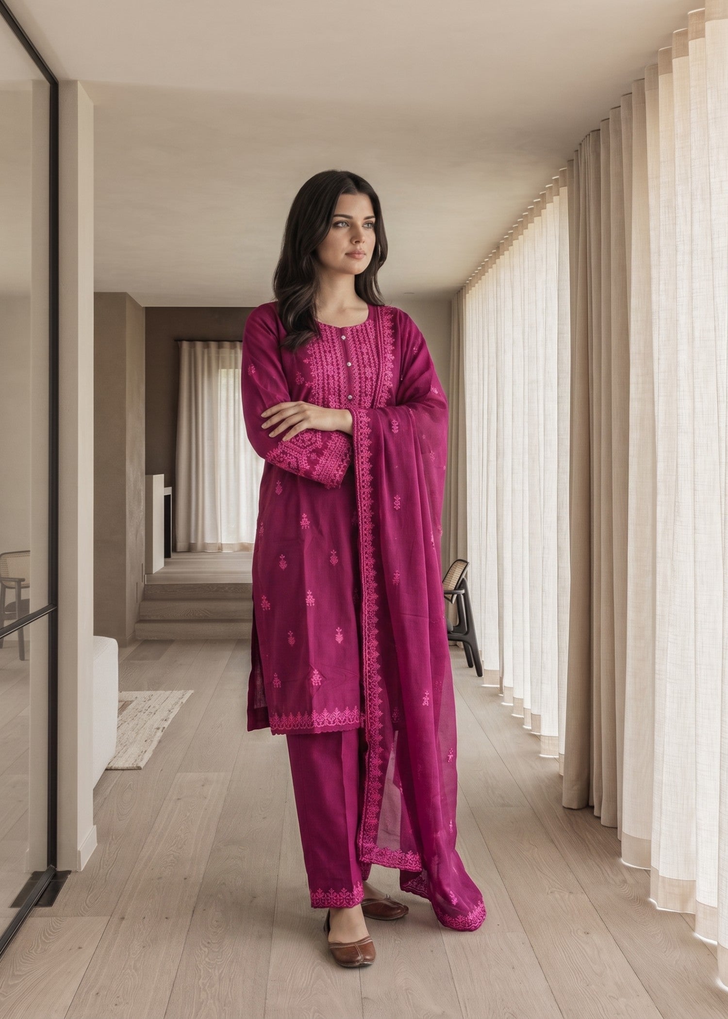 Violet Red Readymade Kurta Set Online in Dubai DXB UAE Abudhabi Meena Bazaar