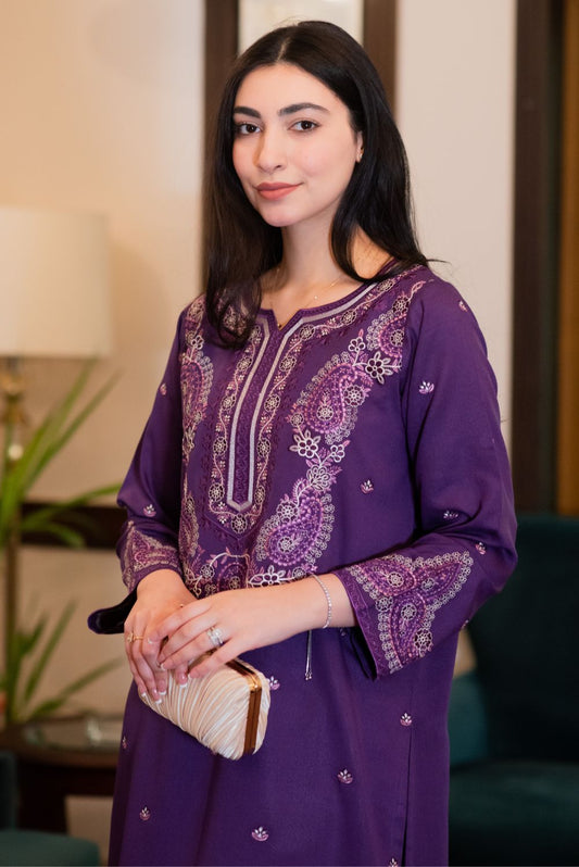 Violet Kurta with Straight Pants