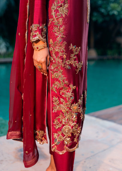 Viscose Maroon Embroidered Wedding Guest Wear Suit Online in Sri Lanka India Australia