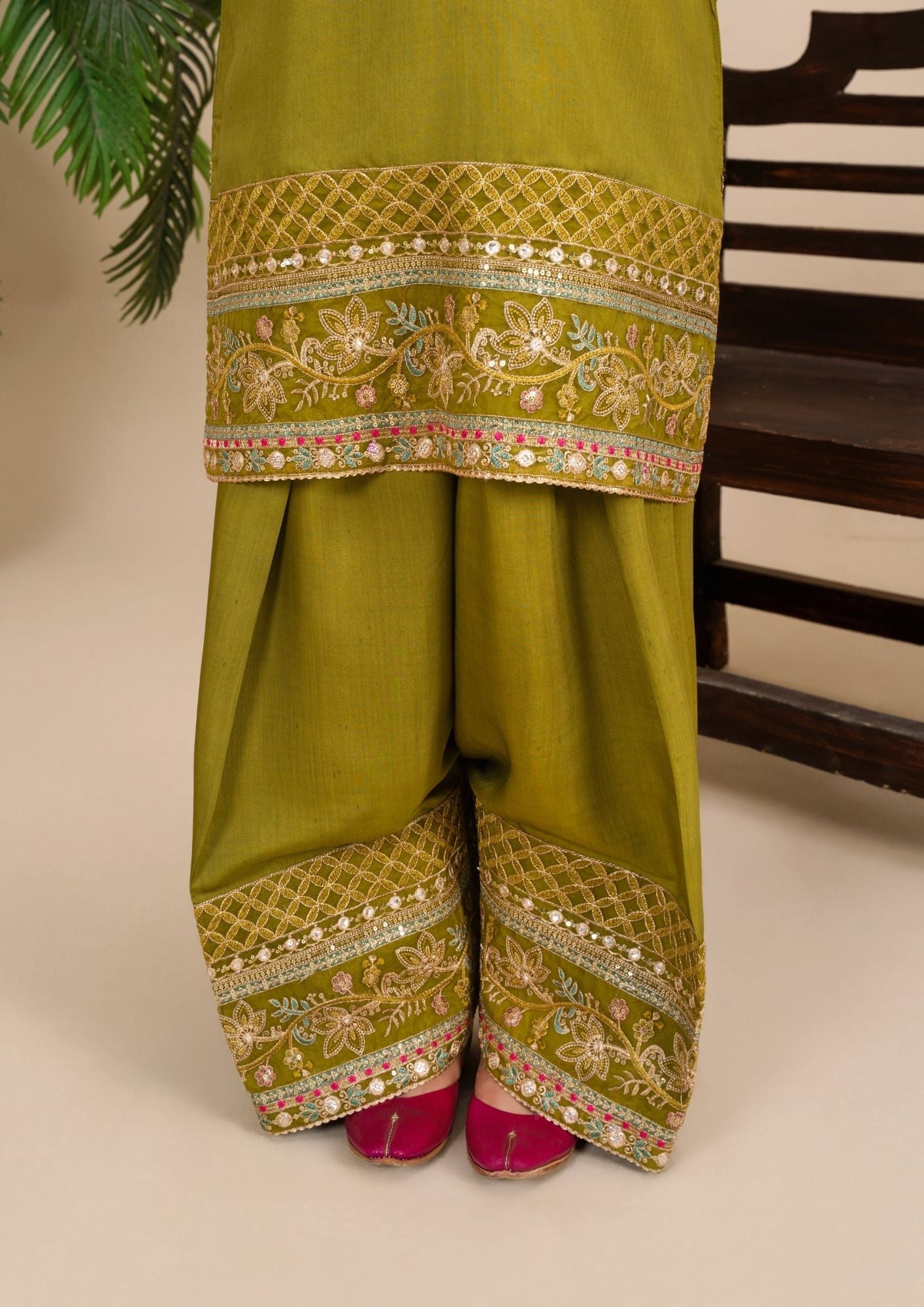 Viscose Thai Silk Embroidered Farshi Shalwar for Women Online in Dubai UAE Abudhabi Ajman Sharjah