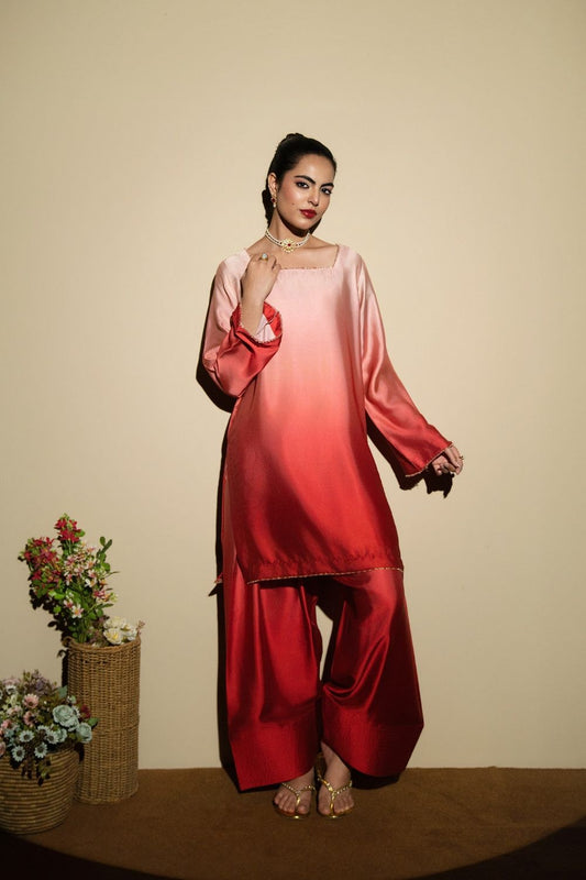 Vivid Pink Embroidered Silk Farshi Shalwar Online in Dubai UAE Abudhabi Ajman Sharjah