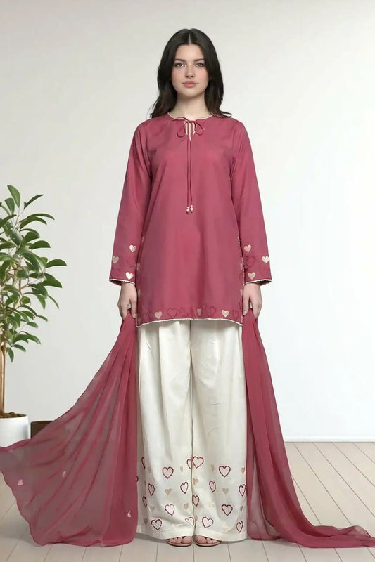 Watermelon Embroidered Cotton Farshi Shalwar Online in Dubai UAE Abudhabi Ajman Sharjah