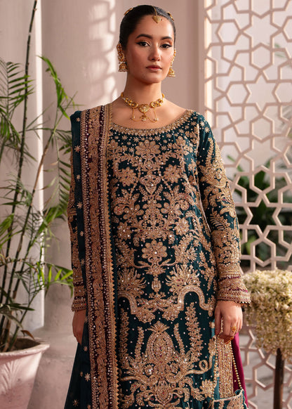 Wedding Guest Embellished Bottle Green Lehenga Choli Online in KSA Riyadh Saudi Arabia Oman Bahrain Qatar