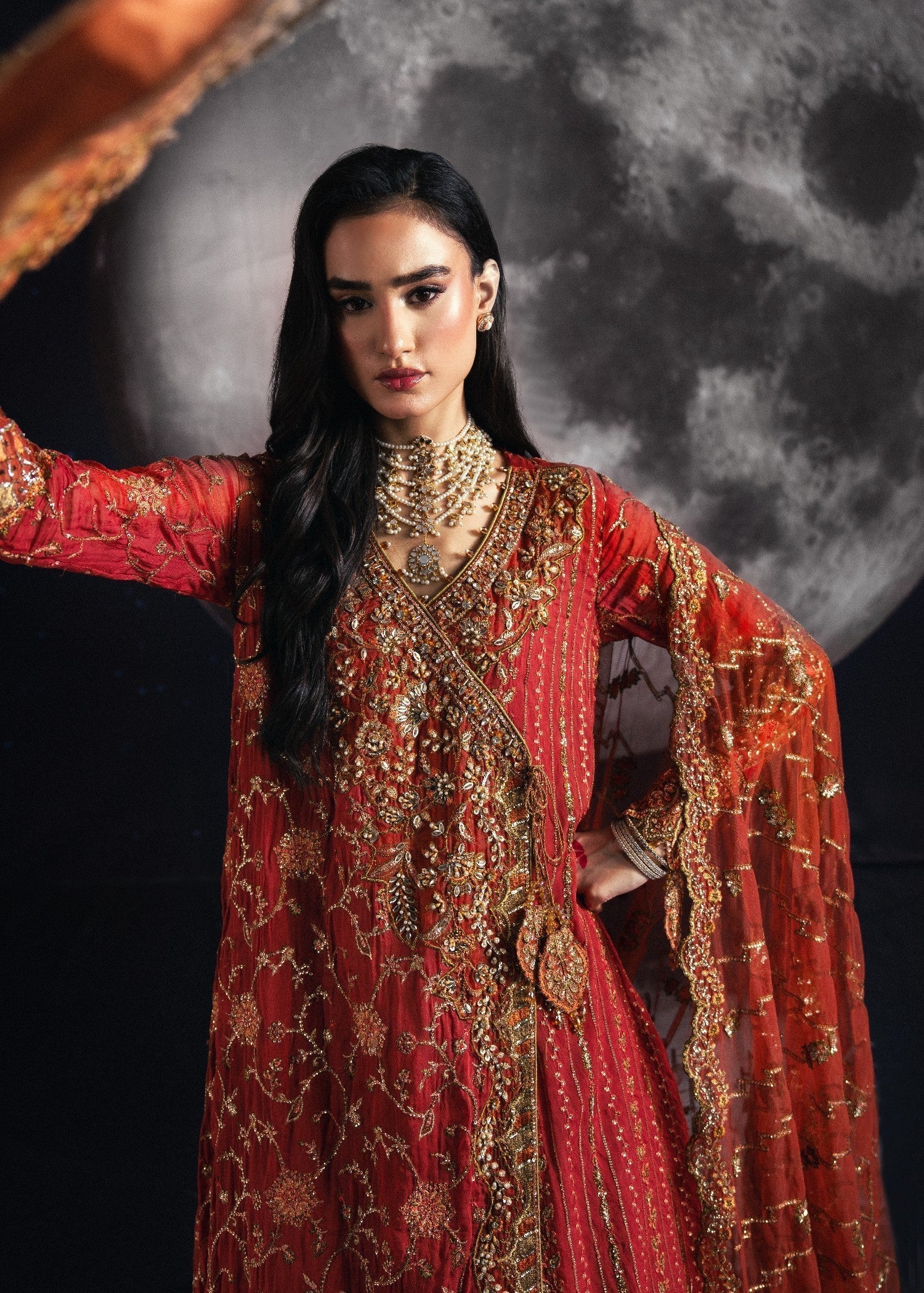 Wedding Guest Wear Embroidered Chiffon Lehenga Online in UK USA Canada